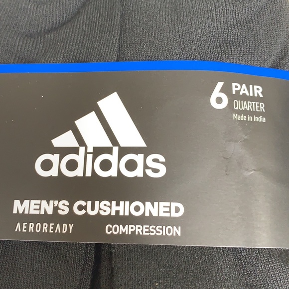 ADIDAS MEN’S CUSHIONED 6 pair QUARTER SOCKS - Picture 3 of 16